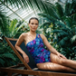 Maillot de bain une pièce asymétrique froncé pour femme