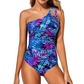 Maillot de bain une pièce asymétrique froncé pour femme