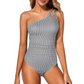 Maillot de bain une pièce asymétrique froncé pour femme