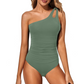 Maillot de bain une pièce asymétrique froncé pour femme