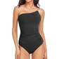 Maillot de bain une pièce asymétrique froncé pour femme