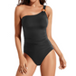 Maillot de bain une pièce asymétrique froncé pour femme