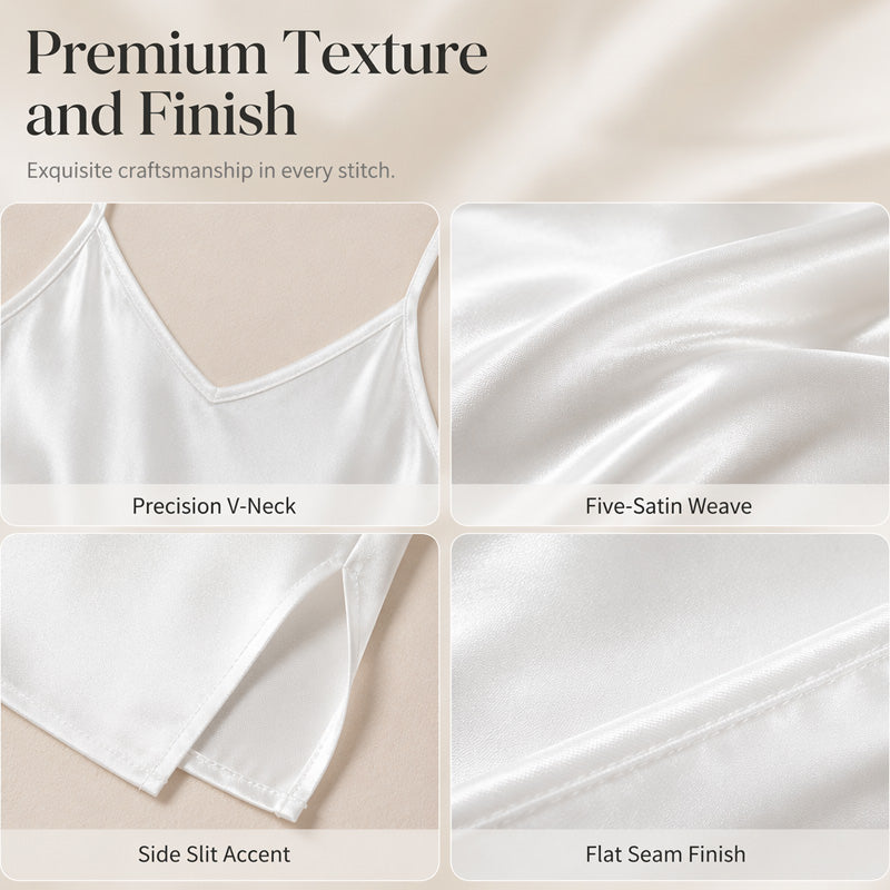 👗 Chemise de Nuit Femme en Satin Unie – Bretelles Fines, Col en V et Fentes Latérales🍃 Robe de sommeil coupe ample sans serrement, plusieurs couleurs unies