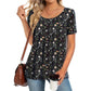 ⏳ Offre limitée -50% ! ⏰ Top Floral Femme Col Rond Manches Courtes 🌸👚