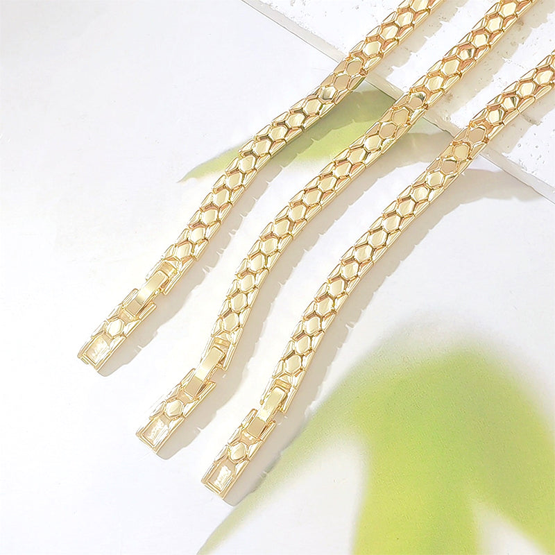 💛 50% DE RÉDUCTION ! 📿 Bracelet Chaîne Or Élégant Femme – Alliage Doré – Motif Écailles de Serpent & Léger for Quotidien