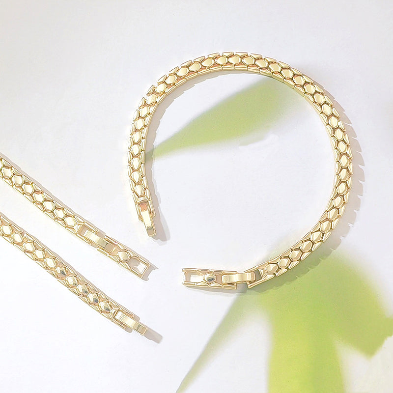 💛 50% DE RÉDUCTION ! 📿 Bracelet Chaîne Or Élégant Femme – Alliage Doré – Motif Écailles de Serpent & Léger for Quotidien