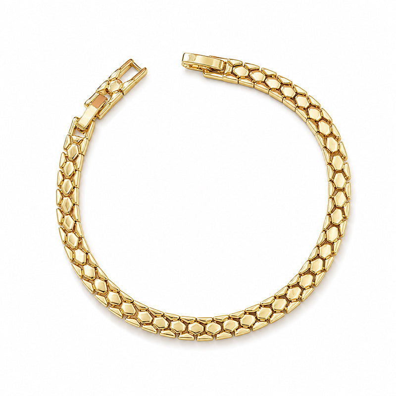 💛 50% DE RÉDUCTION ! 📿 Bracelet Chaîne Or Élégant Femme – Alliage Doré – Motif Écailles de Serpent & Léger for Quotidien