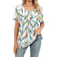 🎉 Soldes 2026 — Plus de 35 000 vendus ! 🌸Top Plissé Femme Col V Imprimé – T-Shirt Casual Manches Courtes