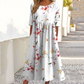 👗🌸Robe élégante femme à imprimé floral, col rond et manches longues