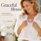 Haut col en V à manches ajourées pour femme
