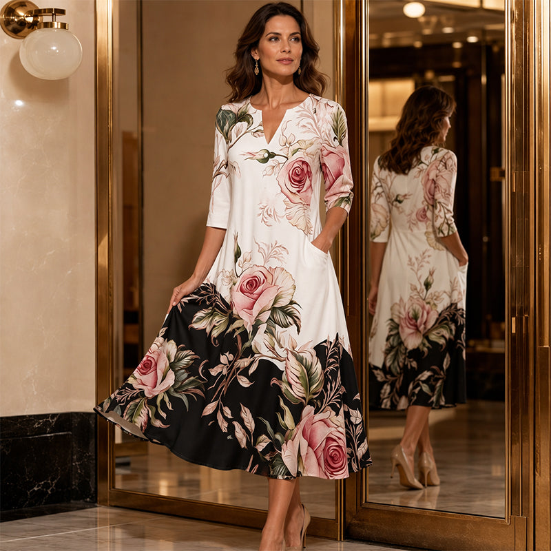 👗‑50 % MAINTENANT ! Robe décontractée femme à col V et imprimé 🌸✨