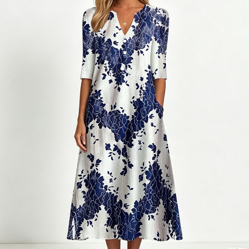 👗‑50 % MAINTENANT ! Robe décontractée femme à col V et imprimé 🌸✨