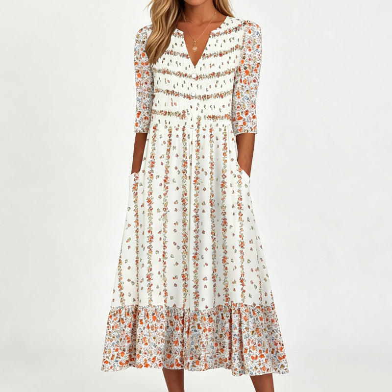 👗‑50 % MAINTENANT ! Robe décontractée femme à col V et imprimé 🌸✨