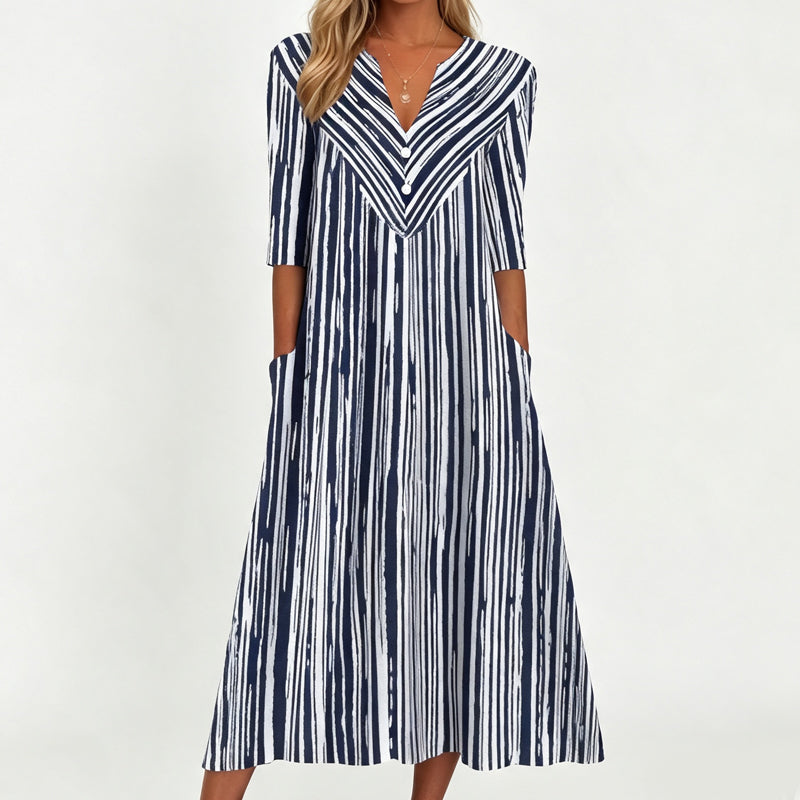 👗‑50 % MAINTENANT ! Robe décontractée femme à col V et imprimé 🌸✨