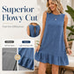 Mini-robe décontractée sans manches avec ourlet à volants pour femme