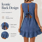 Mini-robe décontractée sans manches avec ourlet à volants pour femme