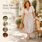 👗 50% DE RÉDUCTION ! 💐Robe pour femme à encolure en V, motif floral et taille froncée🌺