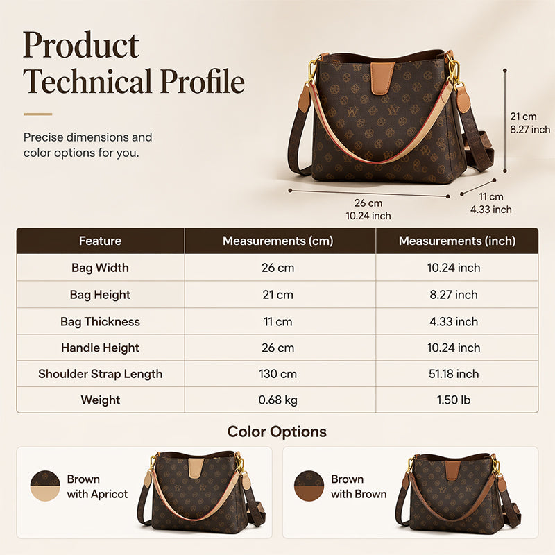 👜 50% DE RÉDUCTION ! ✨ Sac Seau Chic Femme – PU – Monogramme Vintage & Bandoulière Réglable for Quotidien & Bureau