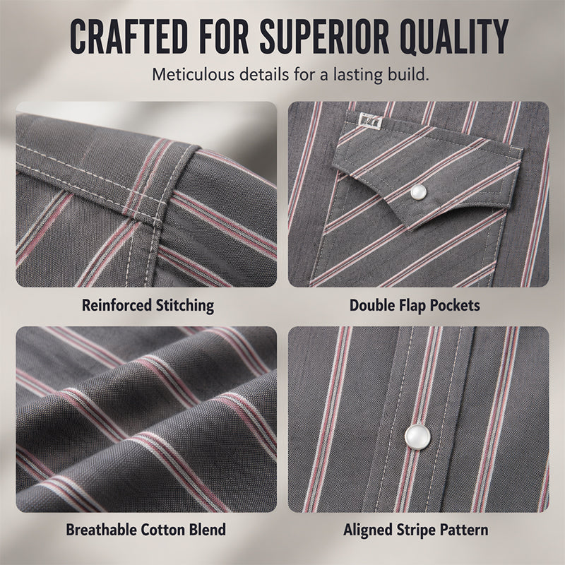 🔥Aujourd’hui -50 % ! 🚗Chemise homme à manches courtes à rayures, coupe classique