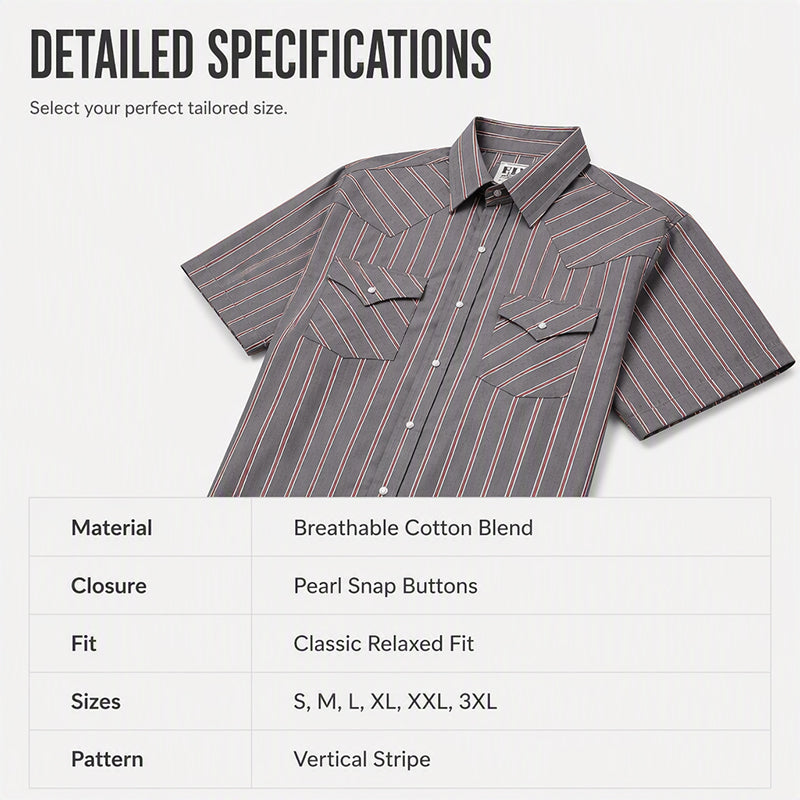 🔥Aujourd’hui -50 % ! 🚗Chemise homme à manches courtes à rayures, coupe classique