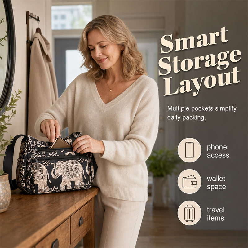 🔒🎒 Sac bandoulière nylon voyage – Multi-poches, fermeture sécurisée, format compact mais spacieux, parfaite pour les escapades et le quotidien 🗺️☕