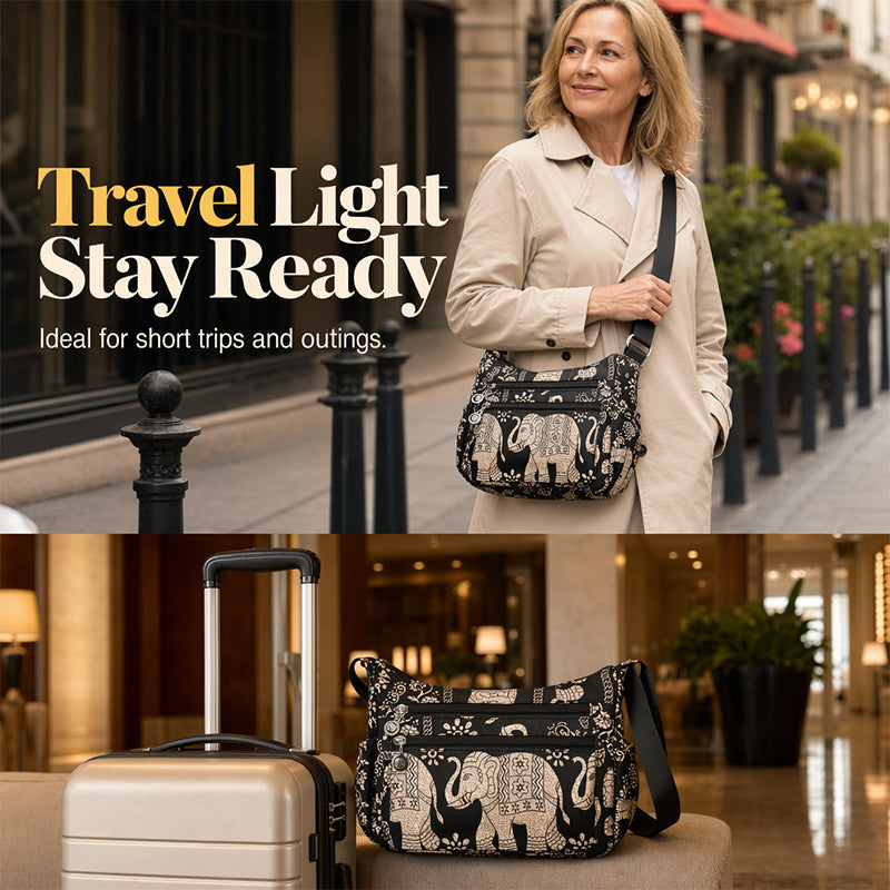 🔒🎒 Sac bandoulière nylon voyage – Multi-poches, fermeture sécurisée, format compact mais spacieux, parfaite pour les escapades et le quotidien 🗺️☕