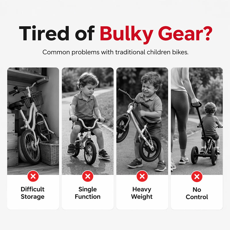 🚴👶 -50% ! 🎠 Tricycle Évolutif 4-en-1 pour Enfants – Acier Carbone – Vélo Équilibre + Poussette & Poignée Parentale pour 6+ Ans