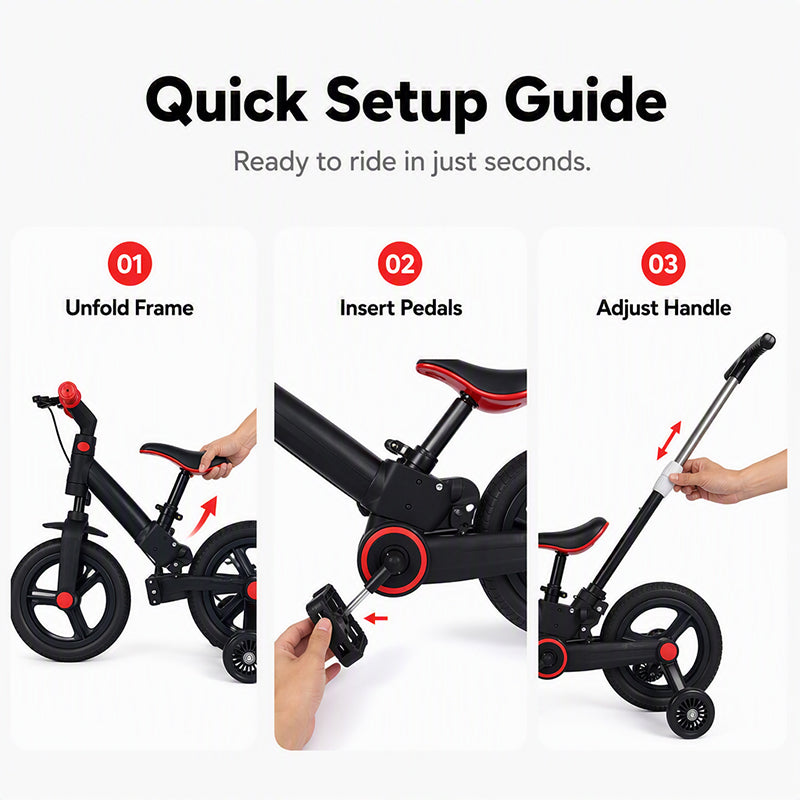 🚴👶 -50% ! 🎠 Tricycle Évolutif 4-en-1 pour Enfants – Acier Carbone – Vélo Équilibre + Poussette & Poignée Parentale pour 6+ Ans