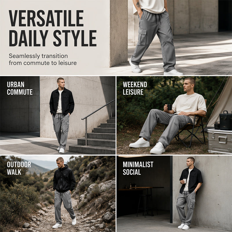Pantalon cargo décontracté coupe ample pour homme