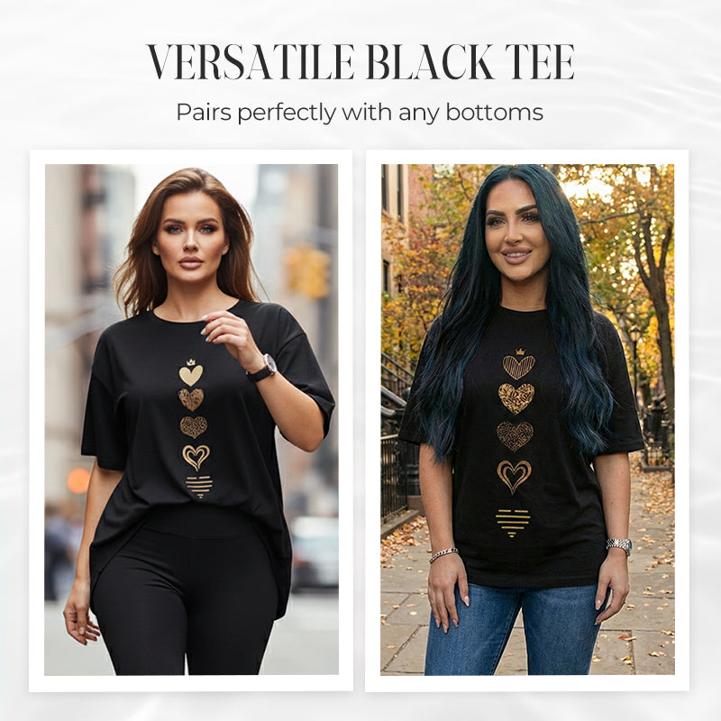 T-shirt femme à manches courtes avec imprimé cœur