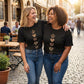 T-shirt femme à manches courtes avec imprimé cœur