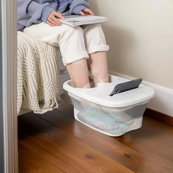 📢📢-50% !! ⏰Bassin de bain de pieds pliable avec couvercle | Bac à tremper les pieds en silicone portable avec rouleaux de massage pour la détente à la maison