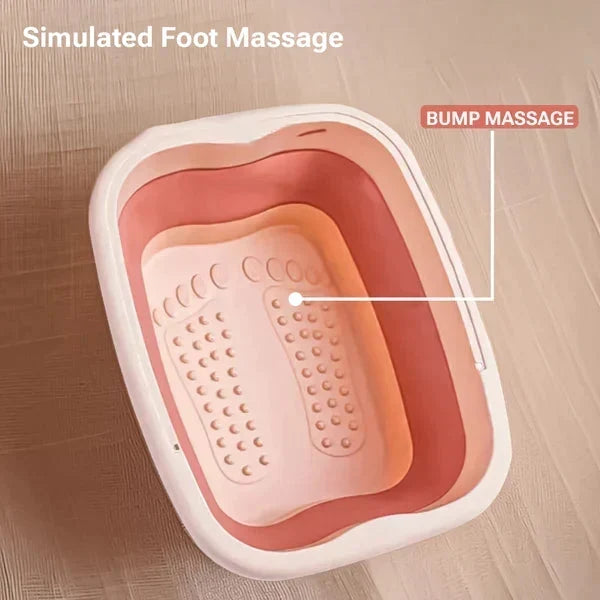 📢📢-50% !! ⏰Bassin de bain de pieds pliable avec couvercle | Bac à tremper les pieds en silicone portable avec rouleaux de massage pour la détente à la maison