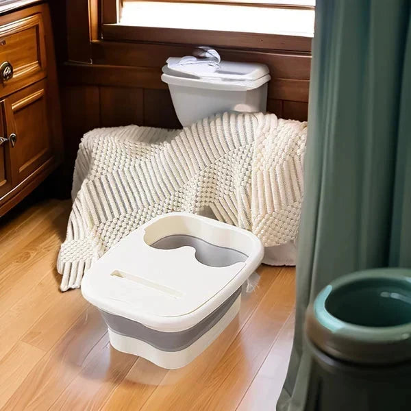 📢📢-50% !! ⏰Bassin de bain de pieds pliable avec couvercle | Bac à tremper les pieds en silicone portable avec rouleaux de massage pour la détente à la maison