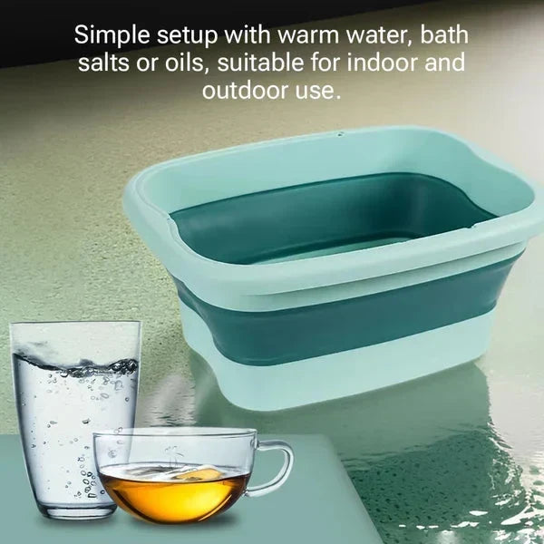 📢📢-50% !! ⏰Bassin de bain de pieds pliable avec couvercle | Bac à tremper les pieds en silicone portable avec rouleaux de massage pour la détente à la maison