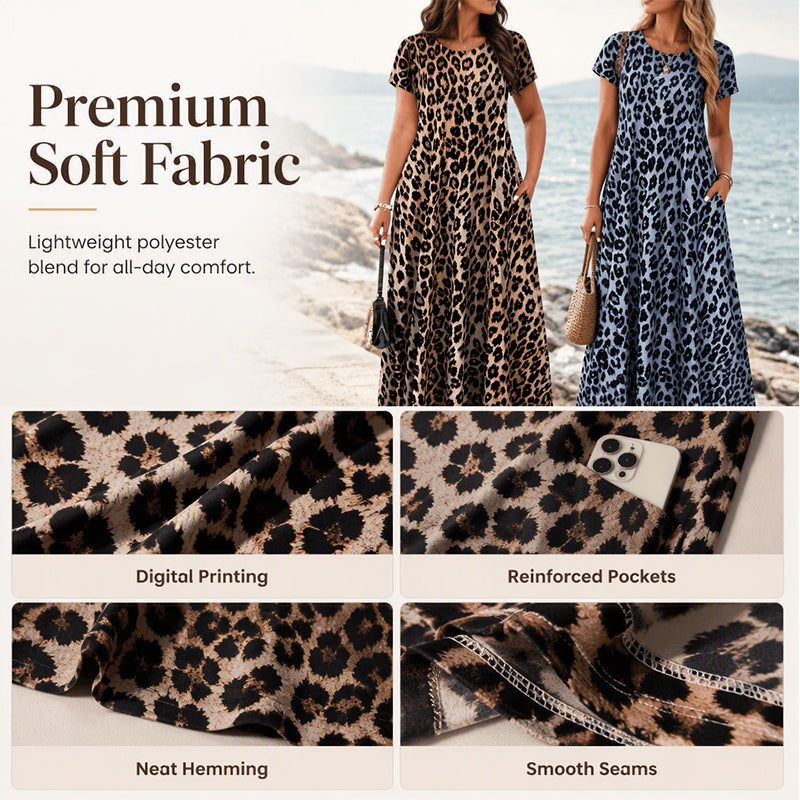 🎉Soldes 2026 — Plus de 28200 ventes !💞Robe longue femme à imprimé léopard, adaptée aux grandes tailles 🐆