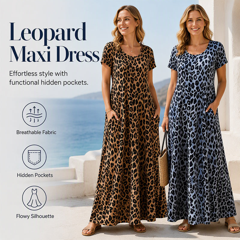 🎉Soldes 2026 — Plus de 28200 ventes !💞Robe longue femme à imprimé léopard, adaptée aux grandes tailles 🐆