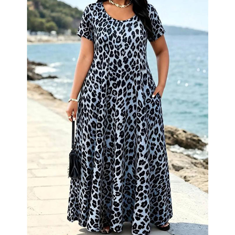 🎉Soldes 2026 — Plus de 28200 ventes !💞Robe longue femme à imprimé léopard, adaptée aux grandes tailles 🐆