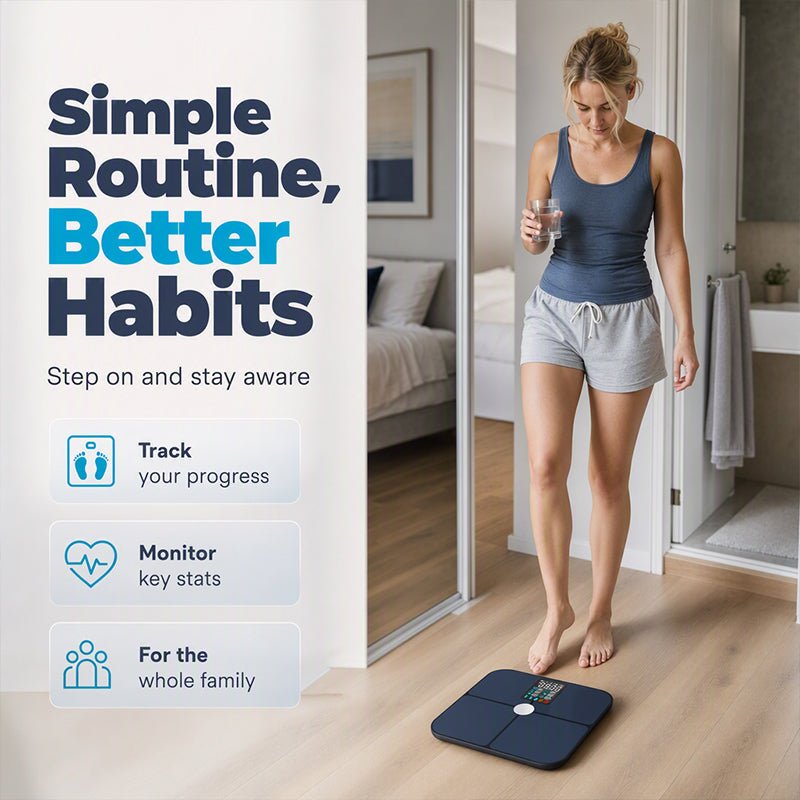 🏠 -50% ! 📊 Balance Impédancemètre Intelligente – Verre Trempé + ABS – Analyse Graisse Corporelle & Fréquence Cardiaque – Écran Couleur VA pour Suivi Santé Connecté 💪