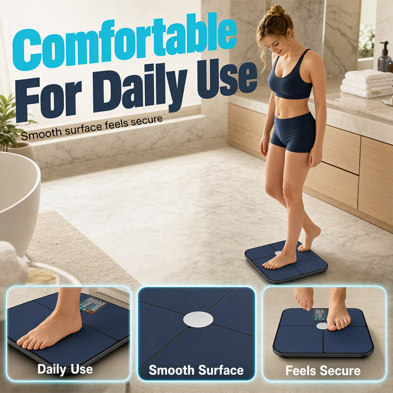 🏠 -50% ! 📊 Balance Impédancemètre Intelligente – Verre Trempé + ABS – Analyse Graisse Corporelle & Fréquence Cardiaque – Écran Couleur VA pour Suivi Santé Connecté 💪