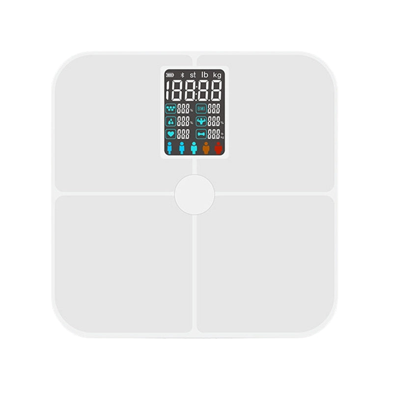 🏠 -50% ! 📊 Balance Impédancemètre Intelligente – Verre Trempé + ABS – Analyse Graisse Corporelle & Fréquence Cardiaque – Écran Couleur VA pour Suivi Santé Connecté 💪