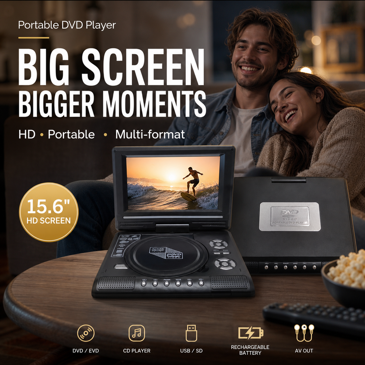 📺 50 % DE RÉDUCTION !!! 💿 Lecteur DVD/EVD portable HD 7,8 pouces – Grand écran, rechargeable et compatible DVD/CD/USB/SD – Parfait pour la maison et les voyages.