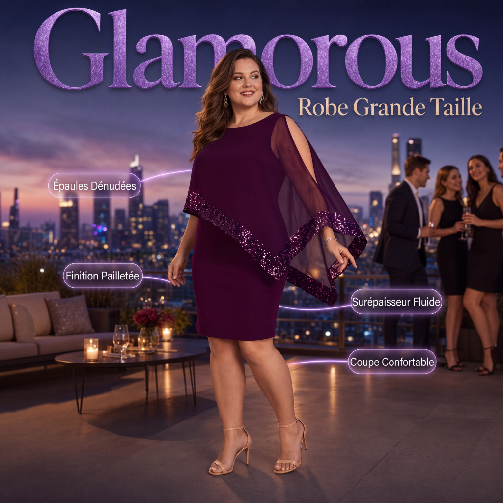 Robe à épaules dénudées à patchwork de sequins irrégulier pour femme