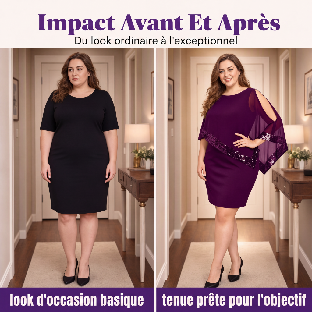 Robe à épaules dénudées à patchwork de sequins irrégulier pour femme