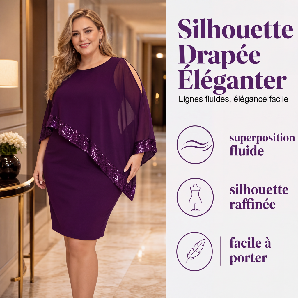 Robe à épaules dénudées à patchwork de sequins irrégulier pour femme