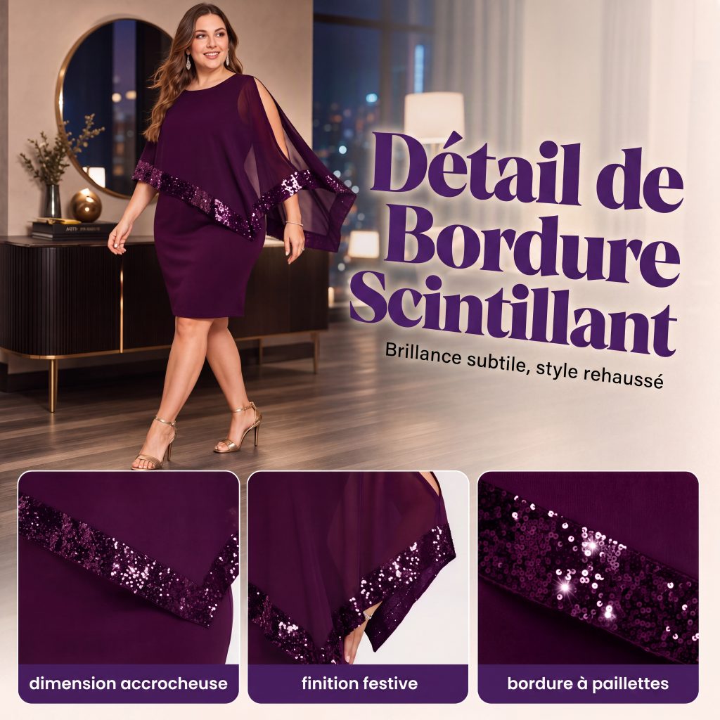 Robe à épaules dénudées à patchwork de sequins irrégulier pour femme
