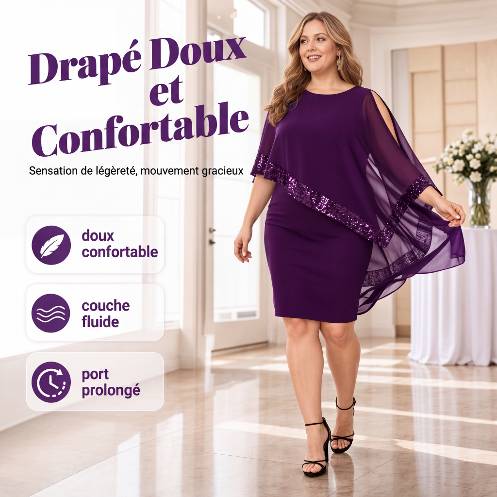 Robe à épaules dénudées à patchwork de sequins irrégulier pour femme