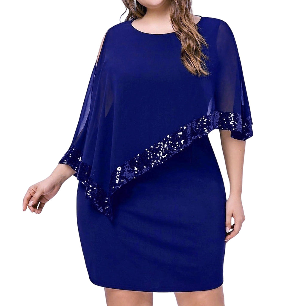 Robe à épaules dénudées à patchwork de sequins irrégulier pour femme