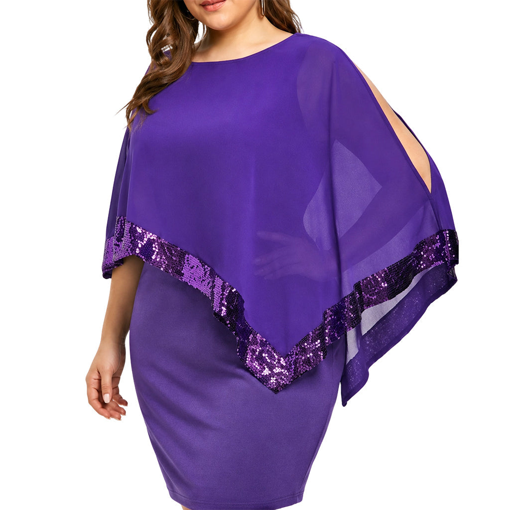 Robe à épaules dénudées à patchwork de sequins irrégulier pour femme