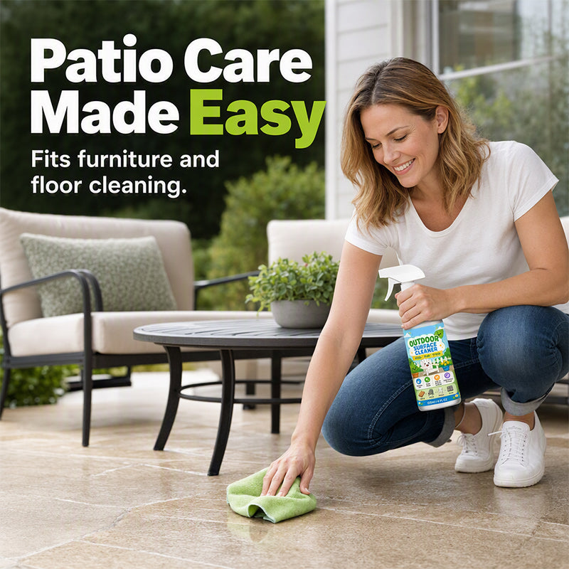 🧴🎁 2 achetés = 1 offert (-50%) ! 🌿Nettoyant Multi-Surfaces pour Terrasse  – Spray & Essuyage pour Pierre, Bois & Carrelage Extérieur.